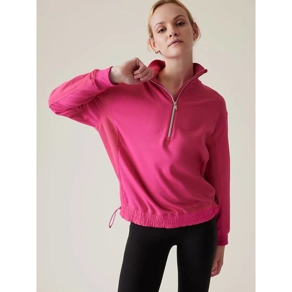 Athleta M Triumph Hybrid Half Zip Sweatshirt Salvia Pink 532520 - Picture 1 of 8
